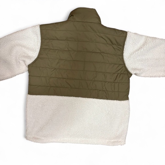 Billabong Olive and White Quilted Sherpa Jacket - Picture 4 of 5